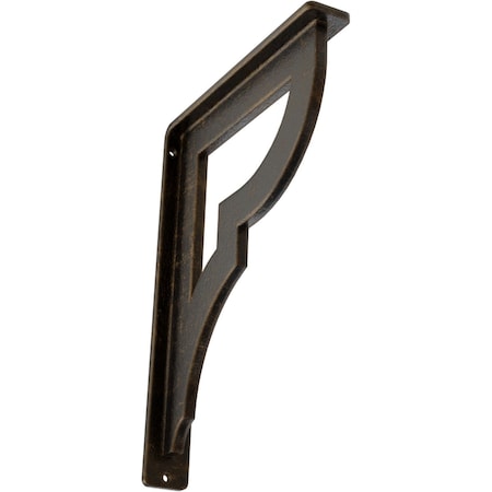 Ekena Millwork Bradford Wrought Iron Bracket, (Single center brace), Antiqued Brass 1 1/2"W x 7 1/2"D x 10"H BKTM01X07X10SBRABS